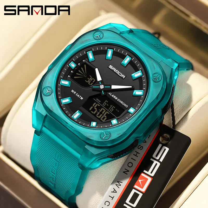 Reloj Digital Deportivo SANDA 6268 para Hombre Impermeable Multifunción