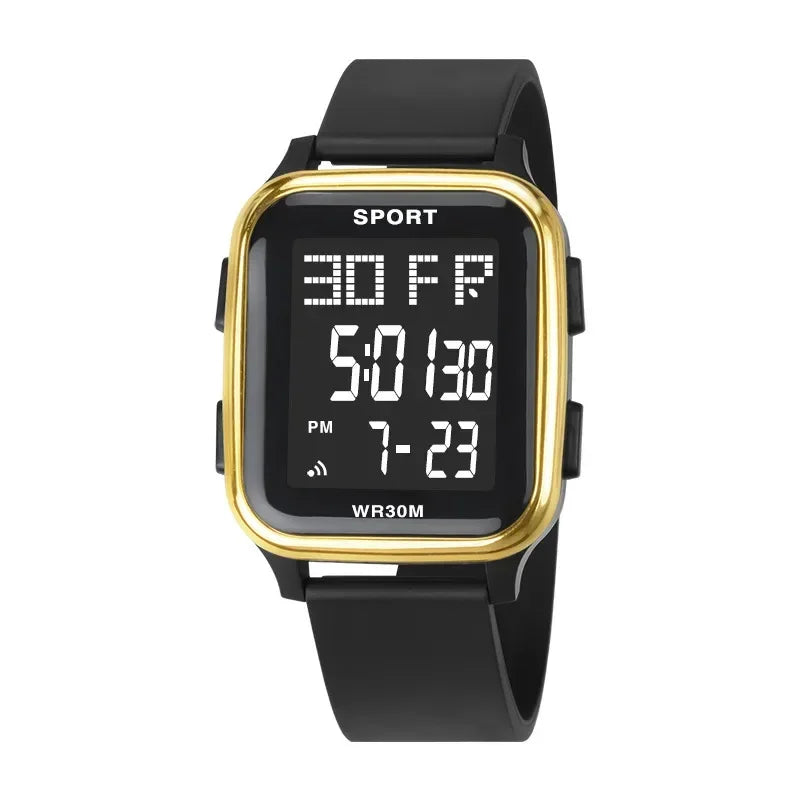 Reloj deportivo YIKAZE para hombre, reloj electrónico multifunción resistente al agua, reloj de pulsera Digital LED ultrafino para hombre y estudiante