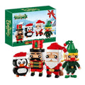 493 Uds. Juego de regalo de juguete de bloques de construcción de Navidad, ensamblaje de modelo de pingüino BrickHeadz de Papá Noel, adornos navideños para niños