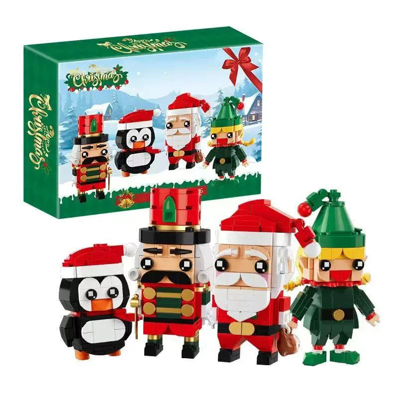 493 Uds. Juego de regalo de juguete de bloques de construcción de Navidad, ensamblaje de modelo de pingüino BrickHeadz de Papá Noel, adornos navideños para niños