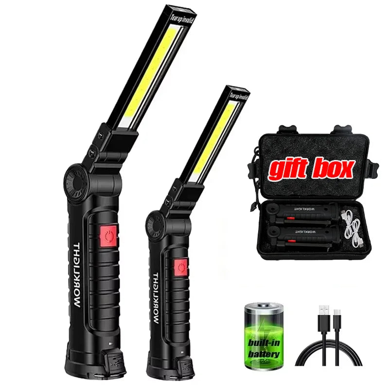 Lámpara de Trabajo LED COB Recargable con Imán y Gancho