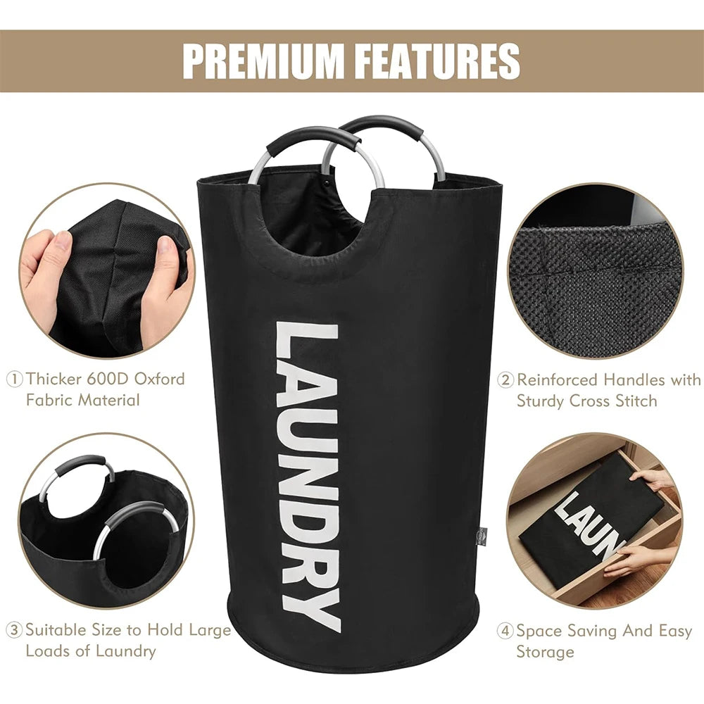 Cesto de Ropa Grande LMETJMA de 90L, Cesto de Ropa Impermeable, Cesto de Ropa Plegable, Cesto de Ropa Alto y Plegable para la Familia
