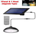 Lámpara solar para exteriores, lámpara LED impermeable, decoraciones de luz colgante de doble cabeza con control remoto para cobertizo interior, granero Roo