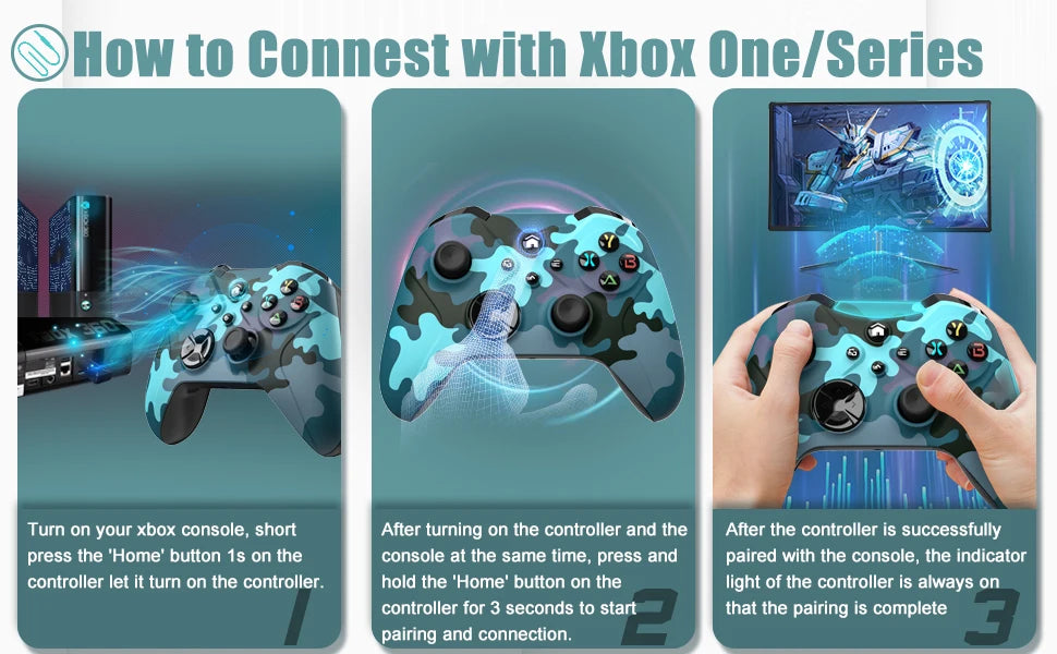 Mando de Juego Inalámbrico para Xbox One Series X/S con Wifi, Sensor Giroscópico de 6 Ejes, Doble Vibración, Joystick con Efecto Hall