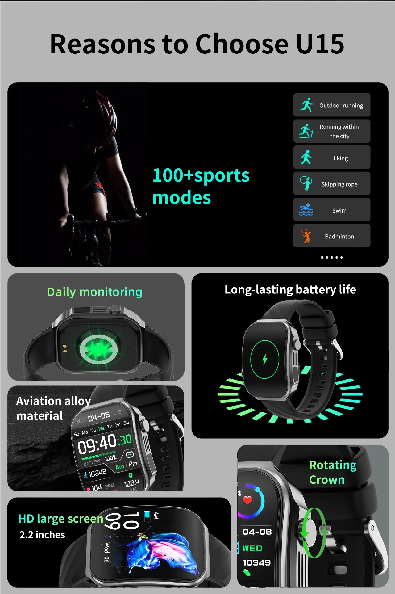 Reloj Inteligente Pantalla 2.2 Pulgadas Bluetooth