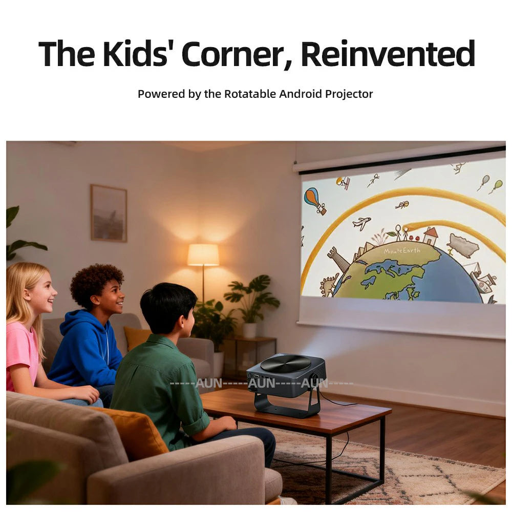 Proyector Android LED 4K 850 Lúmenes 1080P 3D Portátil con Altavoz WIFI para Mini Cine en Casa, Teléfono, Beamer, Smart TV AUN A45