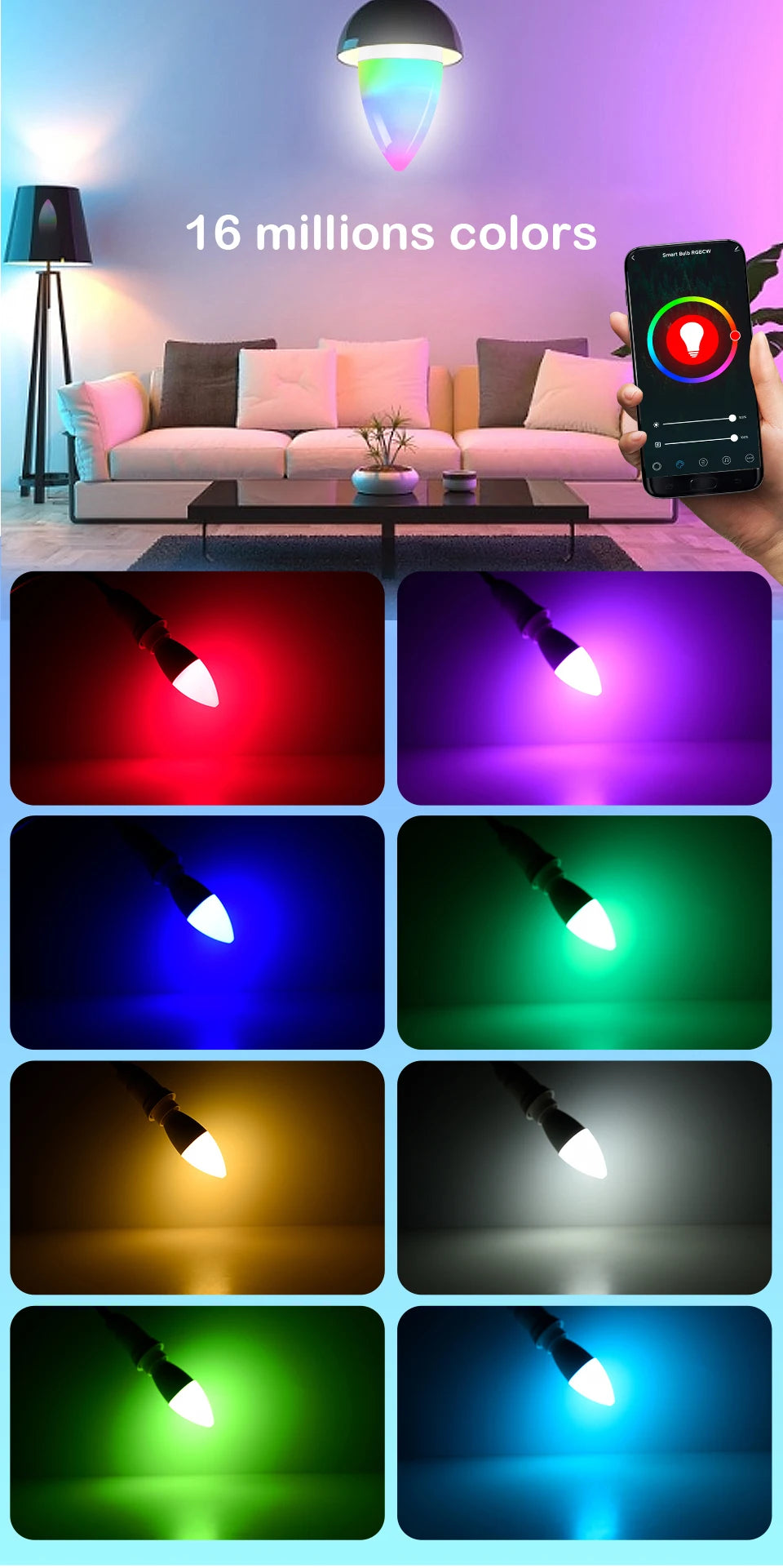 Bombilla LED Inteligente Tuya WiFi RGB Regulable