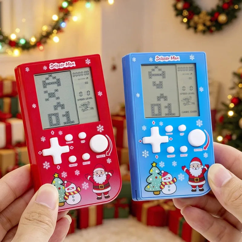 Consola de Juegos Retro con Diseño de Ladrillos Navideños, Tetris con Temática Festiva, Consola Electrónica Portátil, Regalo Festivo