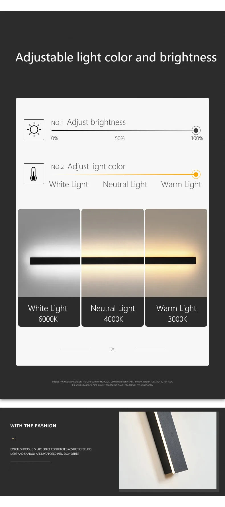 Lámpara de pared impermeable para exteriores, lámparas de pared para jardín, luces LED, fondo de TV nórdico moderno para sala de estar, IP65, arandela de pared de 110/220v