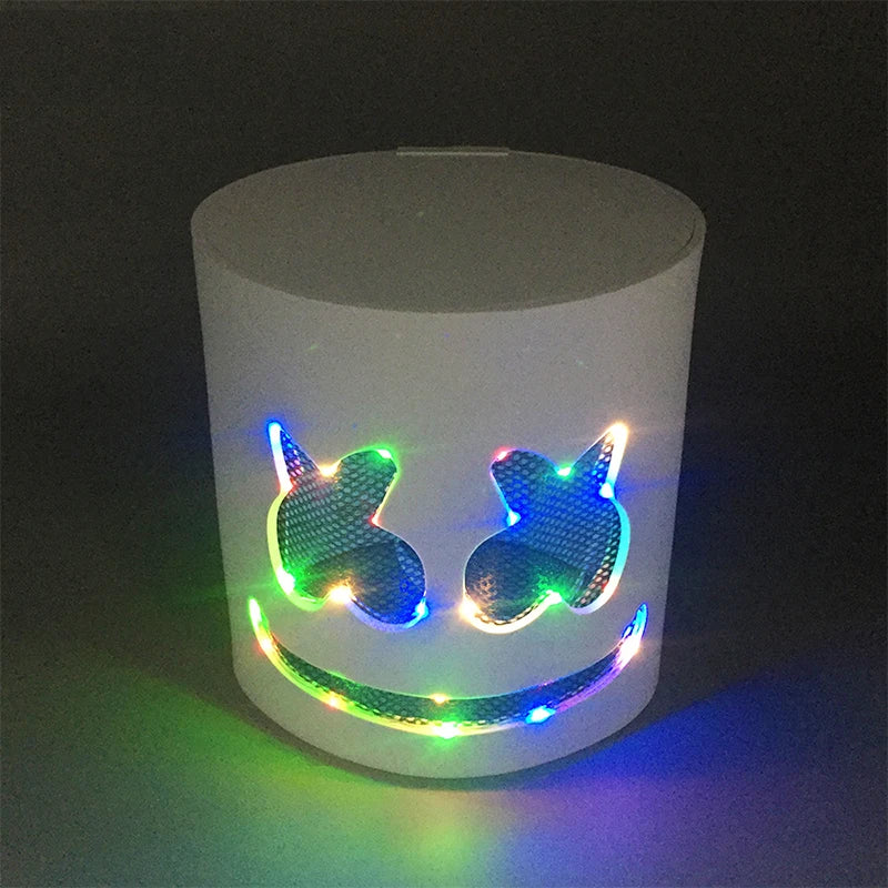 Máscara brillante de DJ Marshmello, barra de baile de Hip Hop, accesorios de espectáculo en club nocturno, máscara LED DIY de malvavisco Cos, máscara de DJ Disco para hombres, Disfraz