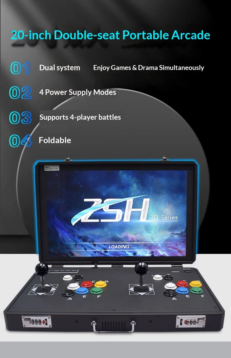 Máquina de Juegos Portátil de 20 Pulgadas, Plegable, con Doble Joystick, Sistema Dual, Máquina Integrada de Arcade para el Hogar, Pandora Moonlight Box