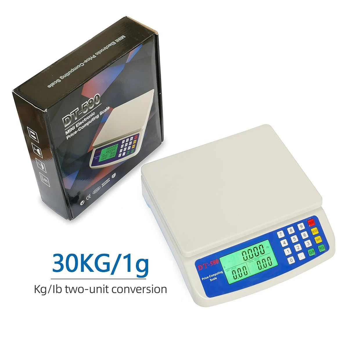 Báscula Digital de Cocina 30KG Alta Precisión Pantalla LCD
