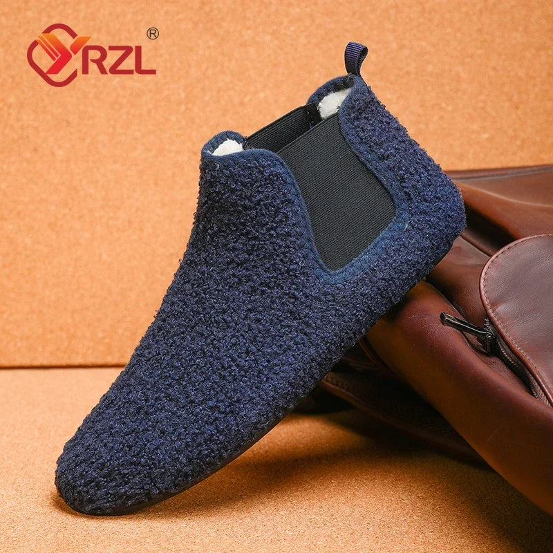 YRZL, zapatos cálidos de algodón para invierno, zapatillas de interior para el hogar para hombre, zapatos informales de algodón de felpa con parte inferior fina, zapatillas antideslizantes de suela suave para hombre