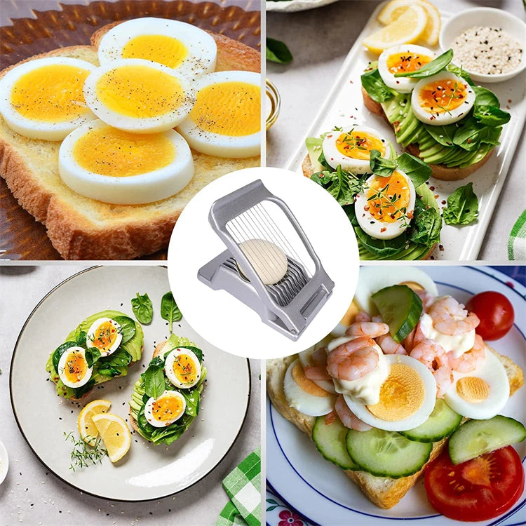 Rebanador de huevos LMETJMA para huevos duros, rebanador de huevos de alambre de acero inoxidable, cortador de cocina, rebanador de setas y fresas JT188