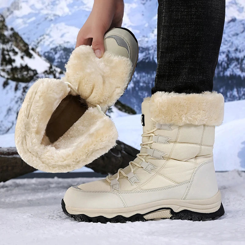 Botas de nieve para mujer forradas de felpa antideslizantes y cálidas
