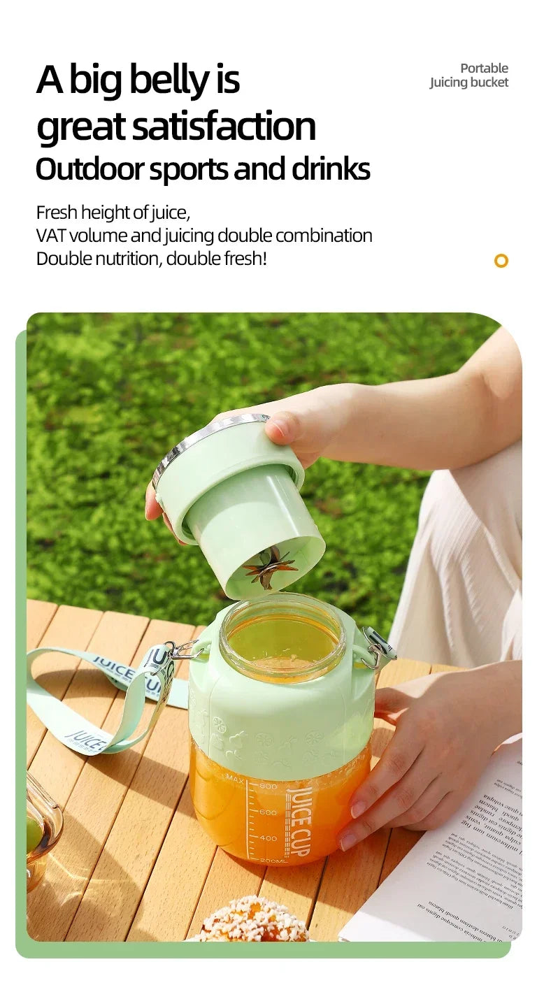 Exprimidor Portátil Eléctrico 800ml — 10 Cuchillas de Acero Inoxidable