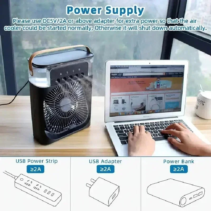 Ventilador Humidificador Portátil con 3 Velocidades