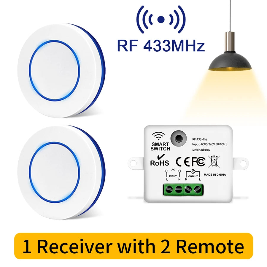 Interruptor de Luz Inalámbrico RF 433MHz con Relé