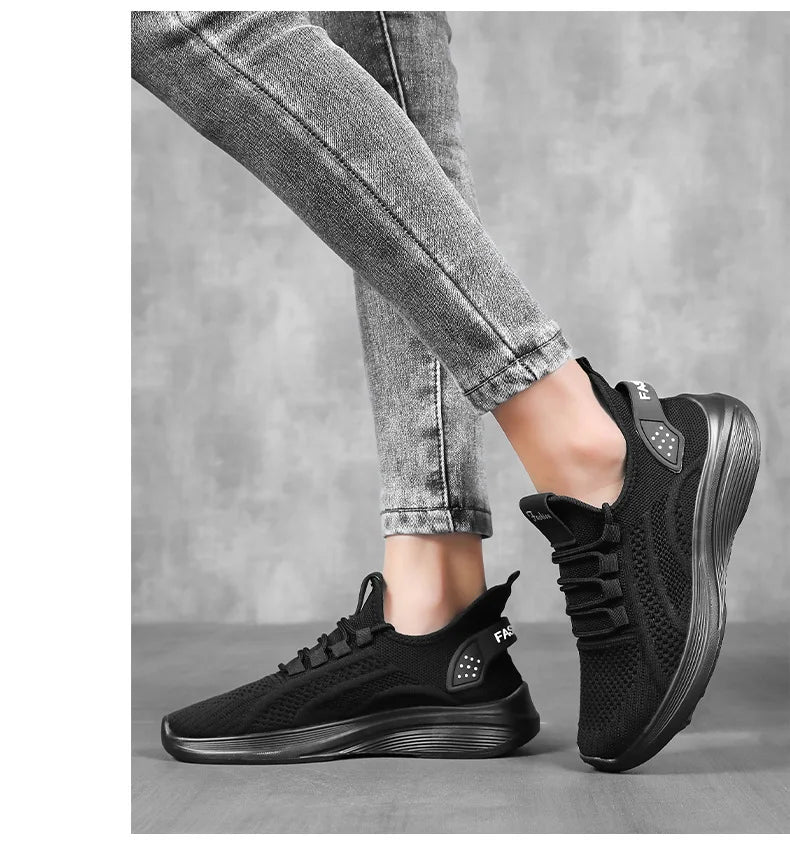 Zapatos informales para mujer, gran oferta, calcetín sin cordones de malla de aire transpirable, calzado para exteriores, zapatillas de deporte para mujer, plataformas de fondo grueso, 2025