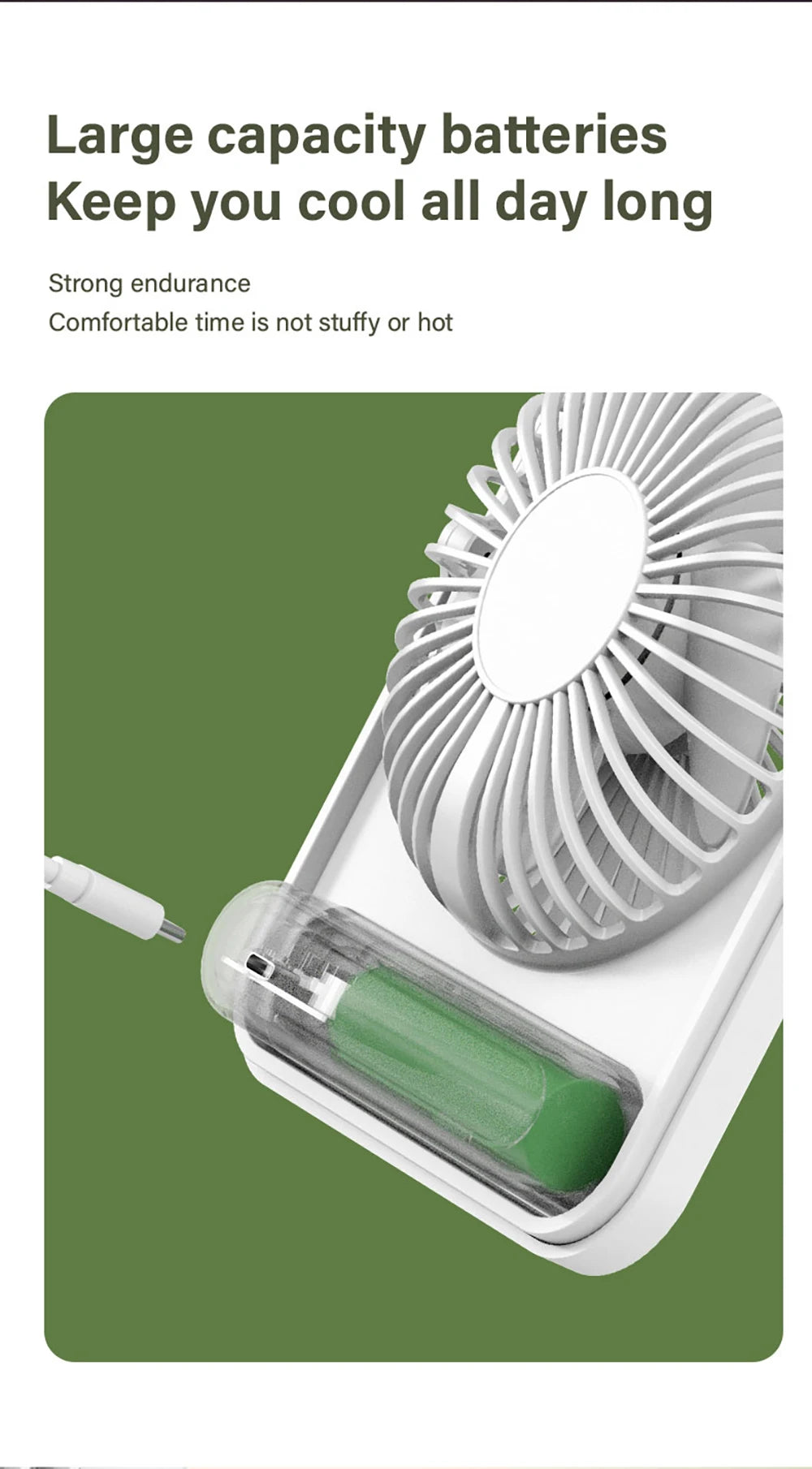 Mini Ventilador de Escritorio USB Recargable Silencioso