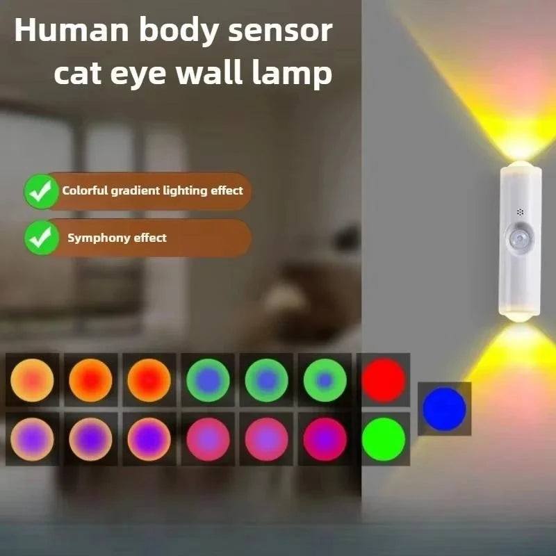 Lámpara de Noche Inteligente RGB con Gradiente, Sensor de Movimiento Magnético, Recargable, para Dormitorio, Baño, Armario, Jardín, Decoración del Hogar