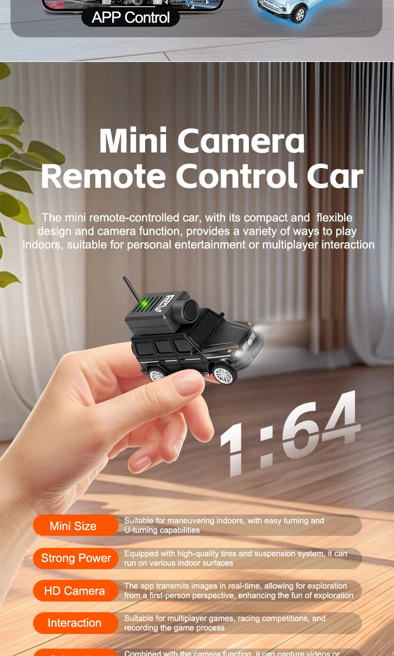 Mini Coche RC 1:64 WLtoys con Cámara FPV HD y Giroscopio