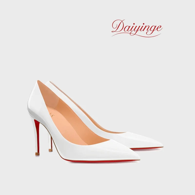 Stilettos de Mujer Charol Suela Roja Punta Fina Tacón Alto