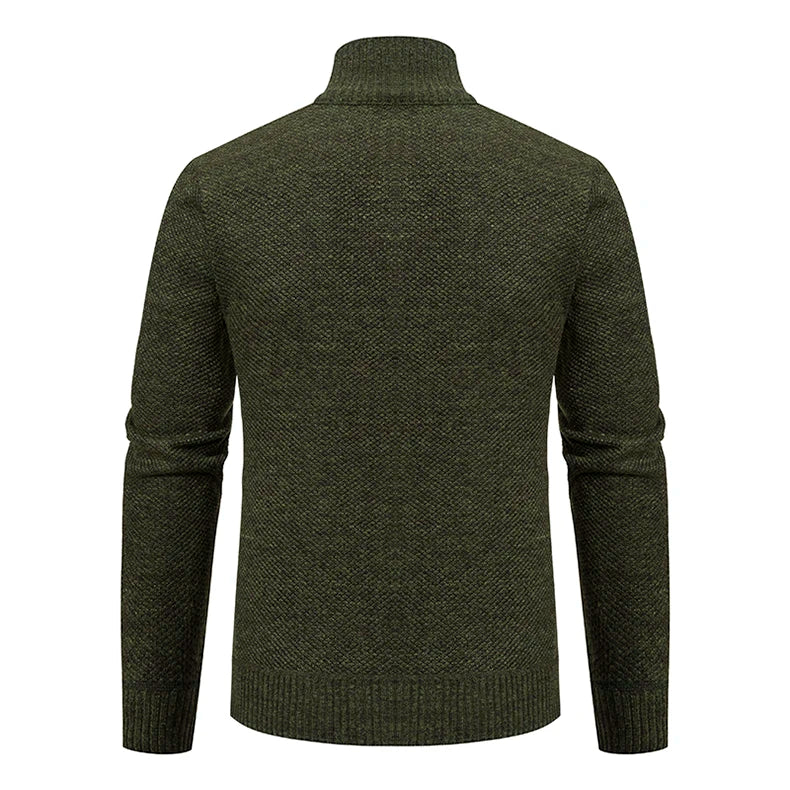 Buzo Cárdigan con Cremallera para Hombre – Cuello Alto y Forro Polar