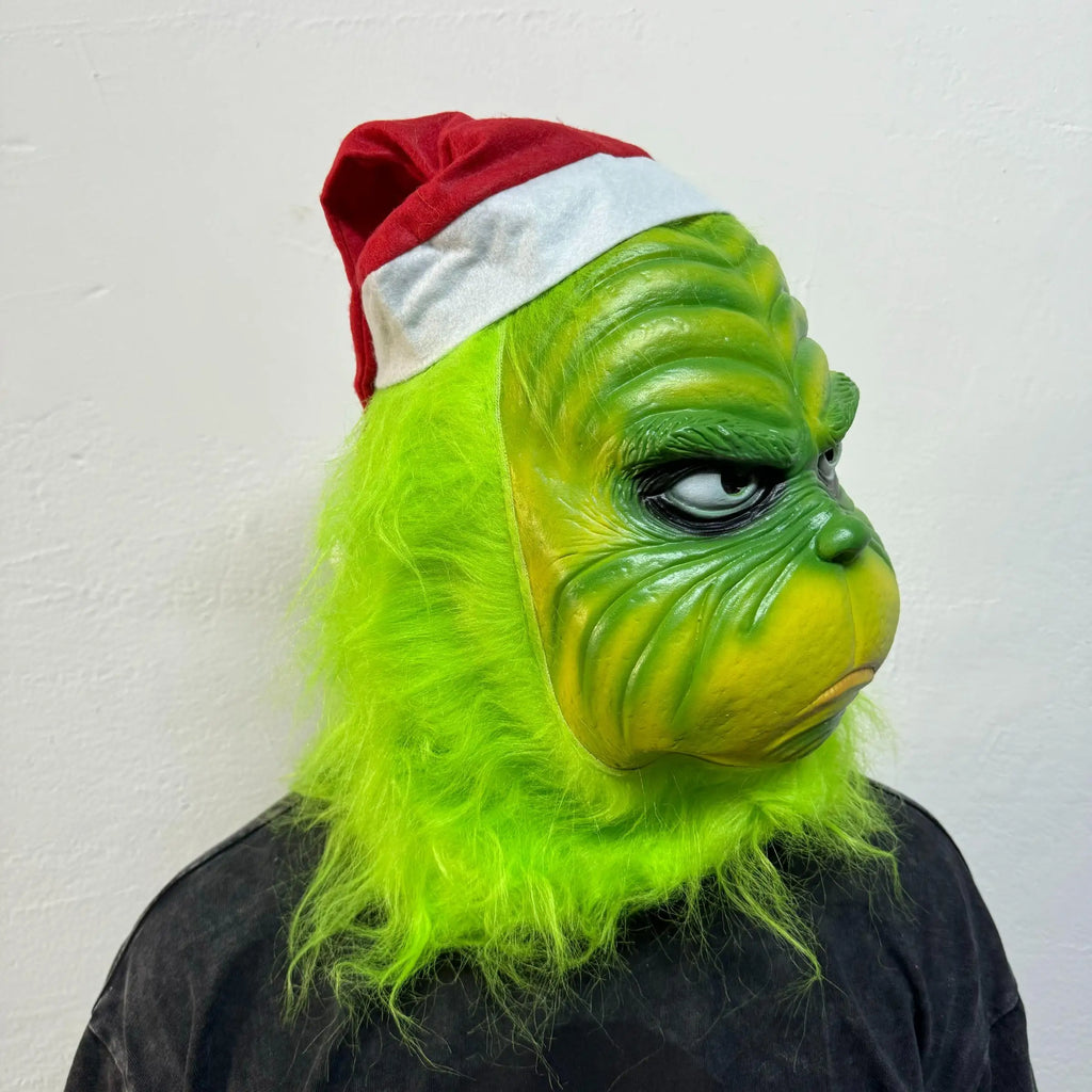 Máscara de Halloween de juego de rol de monstruo verde, disfraz de látex, accesorios de fiesta, accesorios de decoración de disfraces verdes