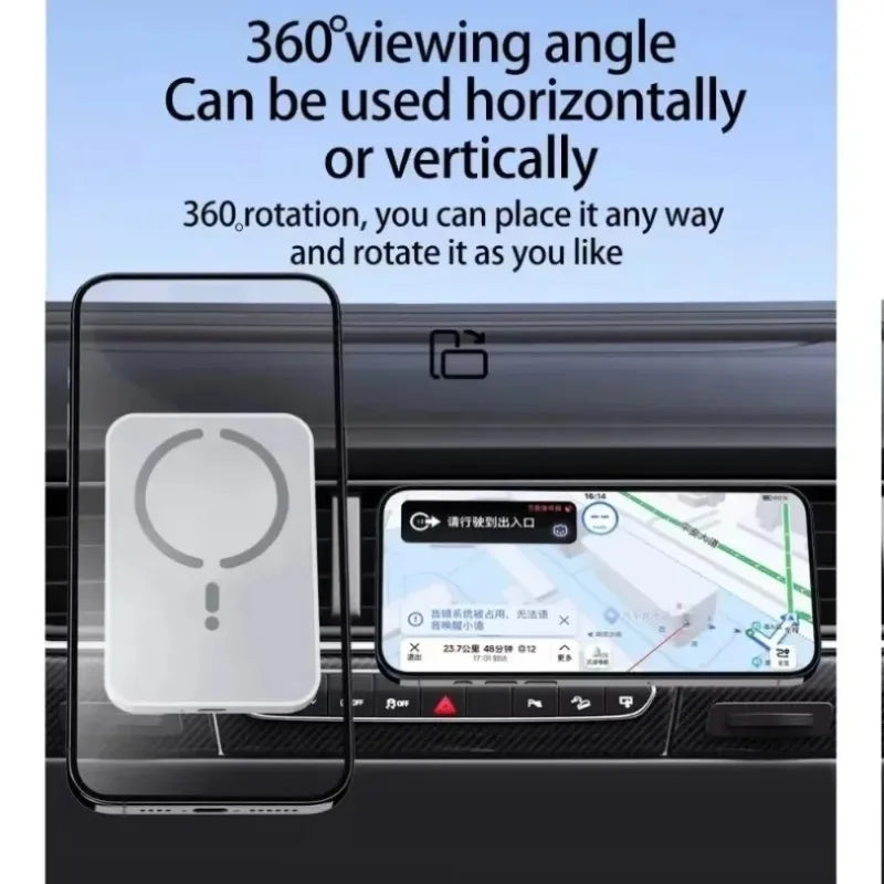 Cargador Inalámbrico Magnético para Coche, Soporte para Teléfono GPS con Ventilación, Compatible con Magsafe iPhone 17 16 15 14 13 12 Pro Max, Carga Rápida