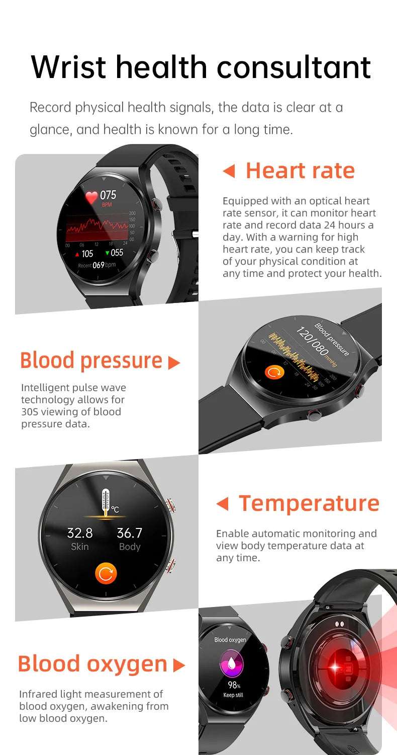 GEJIAN Reloj Inteligente ECG HRV IP67