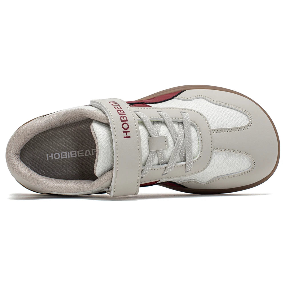 HOBIBEAR zapatos de punta ancha para niños y niñas, zapatillas de deporte descalzas con gancho y malla de cuero Artificial, zapatos transpirables para niños grandes