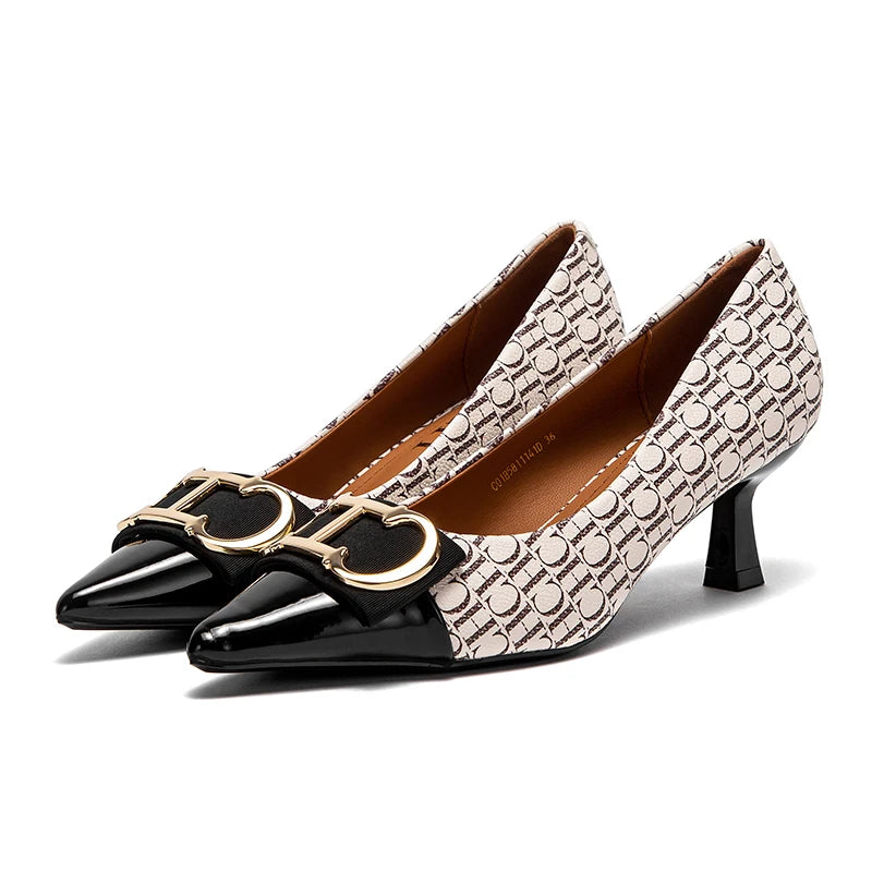 Zapatos de Tacón Clásicos con Estampado para Mujer — Punta Fina