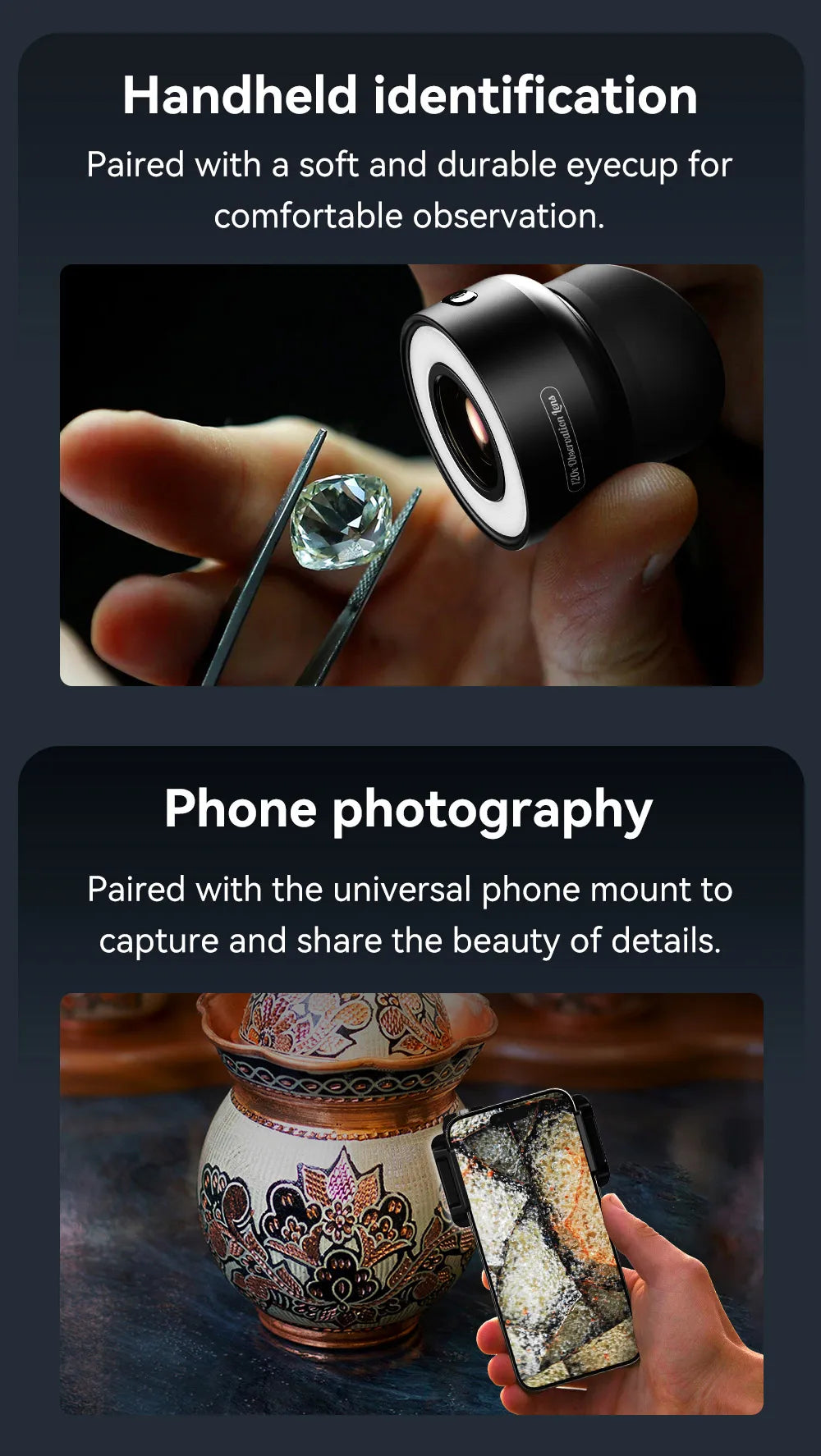 Lente Microscopio 120X APEXEL para Smartphone con Luz LED