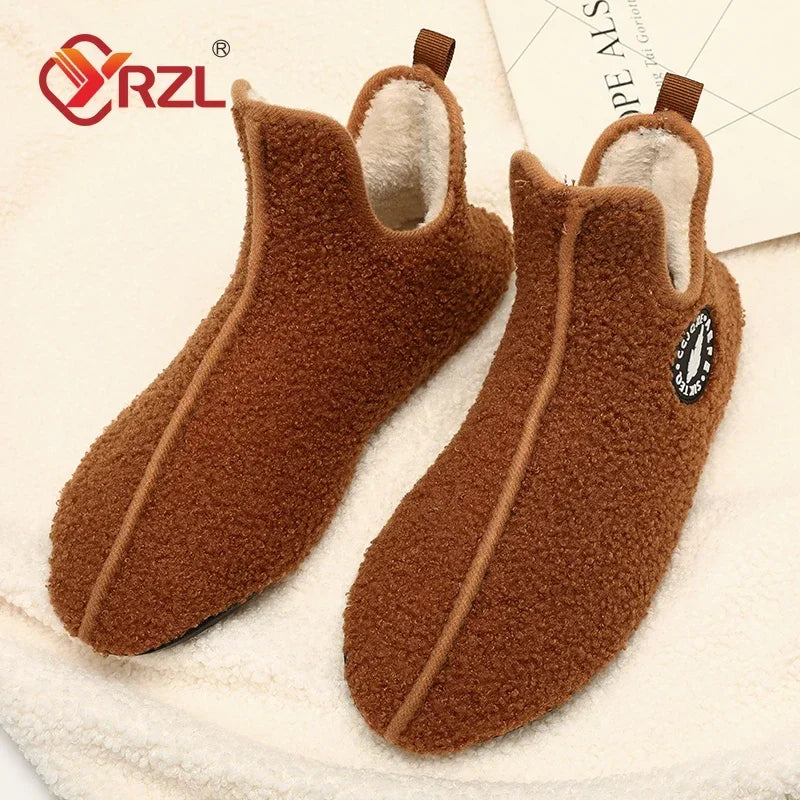 YRZL, zapatos de algodón de invierno para hombre, zapatillas ligeras sin cordones de alta calidad, mocasines de algodón de felpa para interiores, zapatos cálidos Unisex
