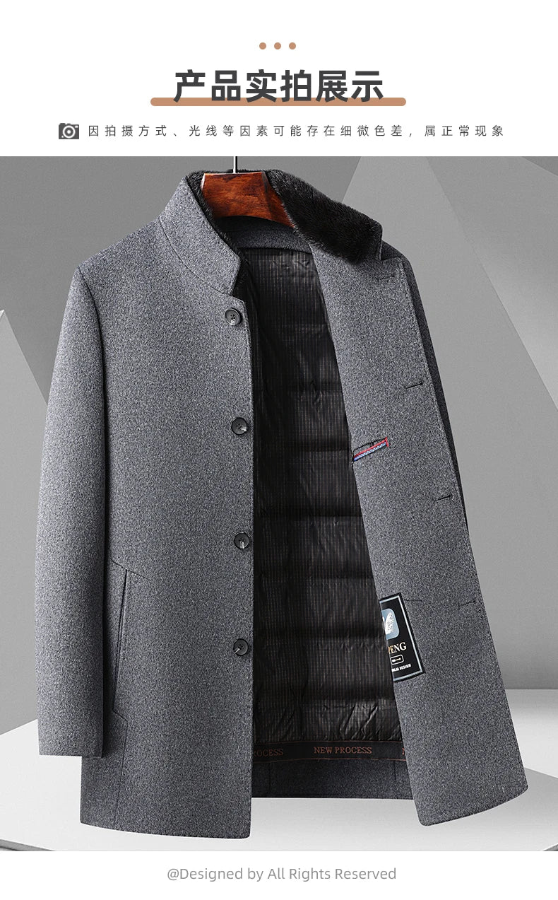 Abrigo de Lana con Plumón Desmontable para Hombre – Otoño/Invierno