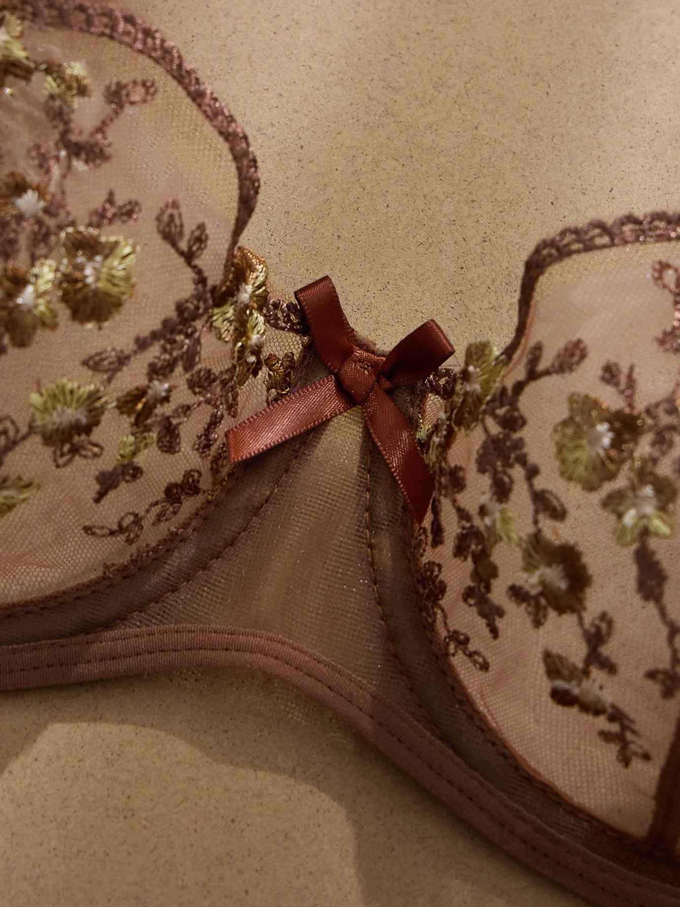 Conjunto de Sujetador y Bragas Ultrafino con Estampado Floral para Mujer