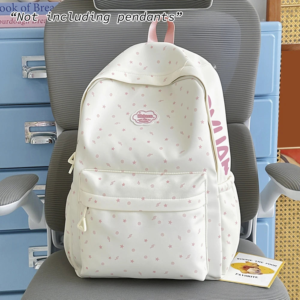 Mochila de Nailon con Estampado de Estrellas para Adolescentes