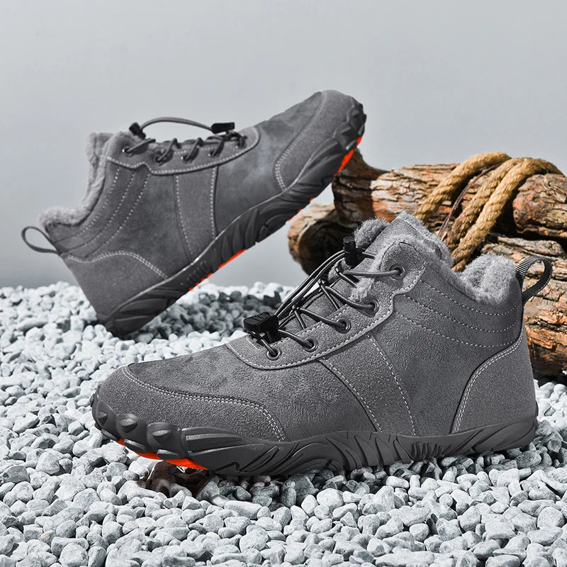 Botas de senderismo forradas de felpa para hombre, antideslizantes de invierno