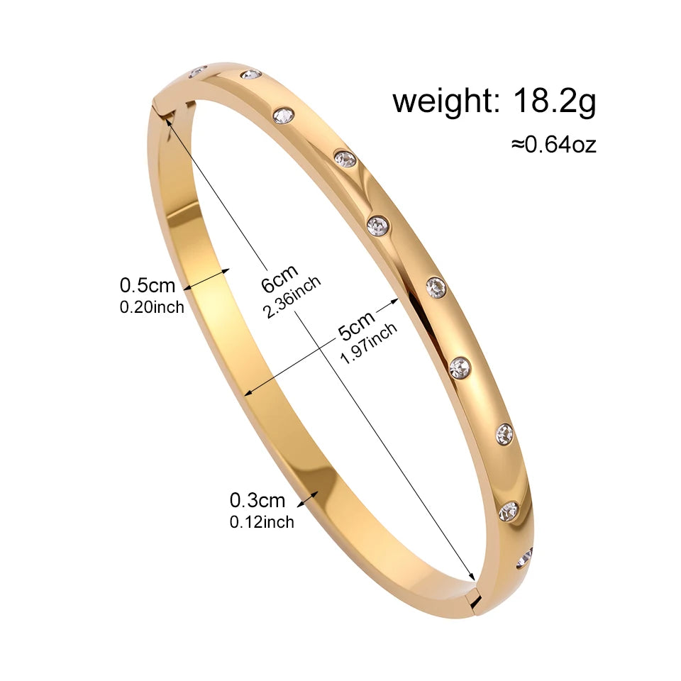 ZAKOL, 5 uds., pulseras apilables de acero inoxidable de Color dorado, pulsera apilable resistente al agua con circonita brillante, joyería de moda para mujer