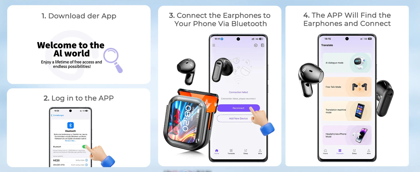HTC NE20 Auriculares Traductor de Idiomas 6 en 1