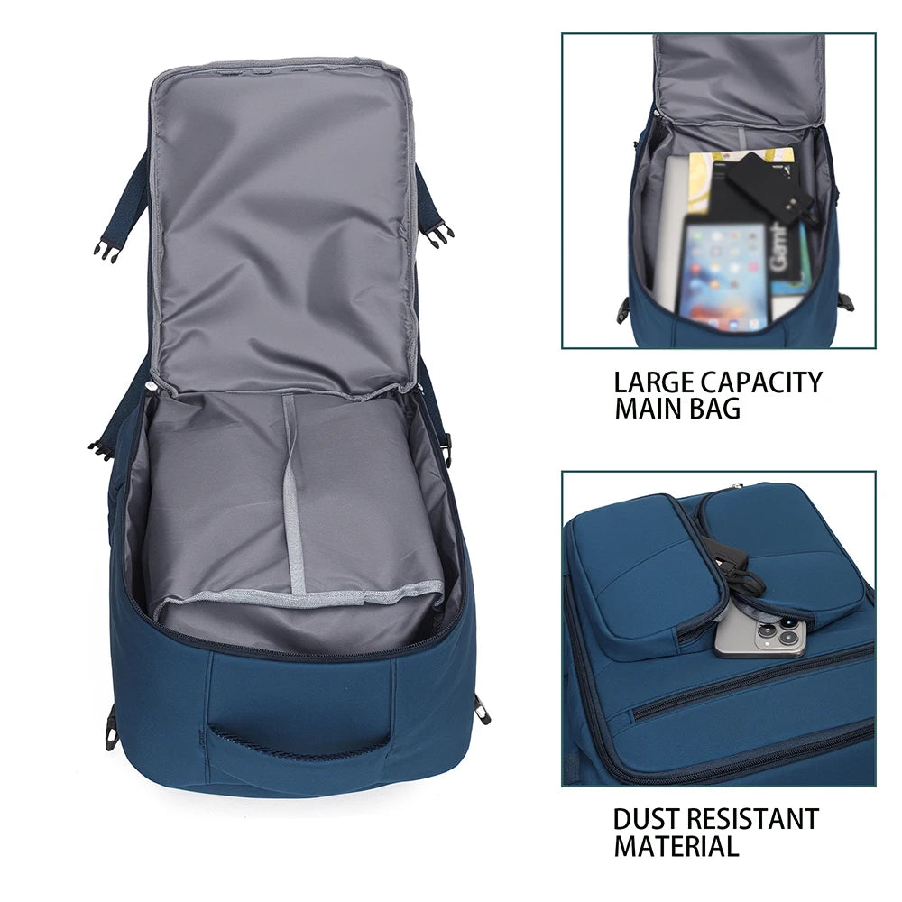 Mochila de Viaje de 25L, 180 °     Mochila para Portátil con Compartimento para Zapatos, Bolsa de Nailon Resistente para el Trabajo y Viajes
