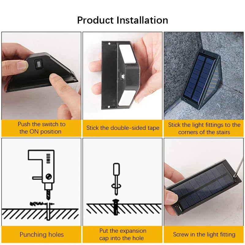 8 Luces LED Solares para Escaleras Exteriores Impermeables