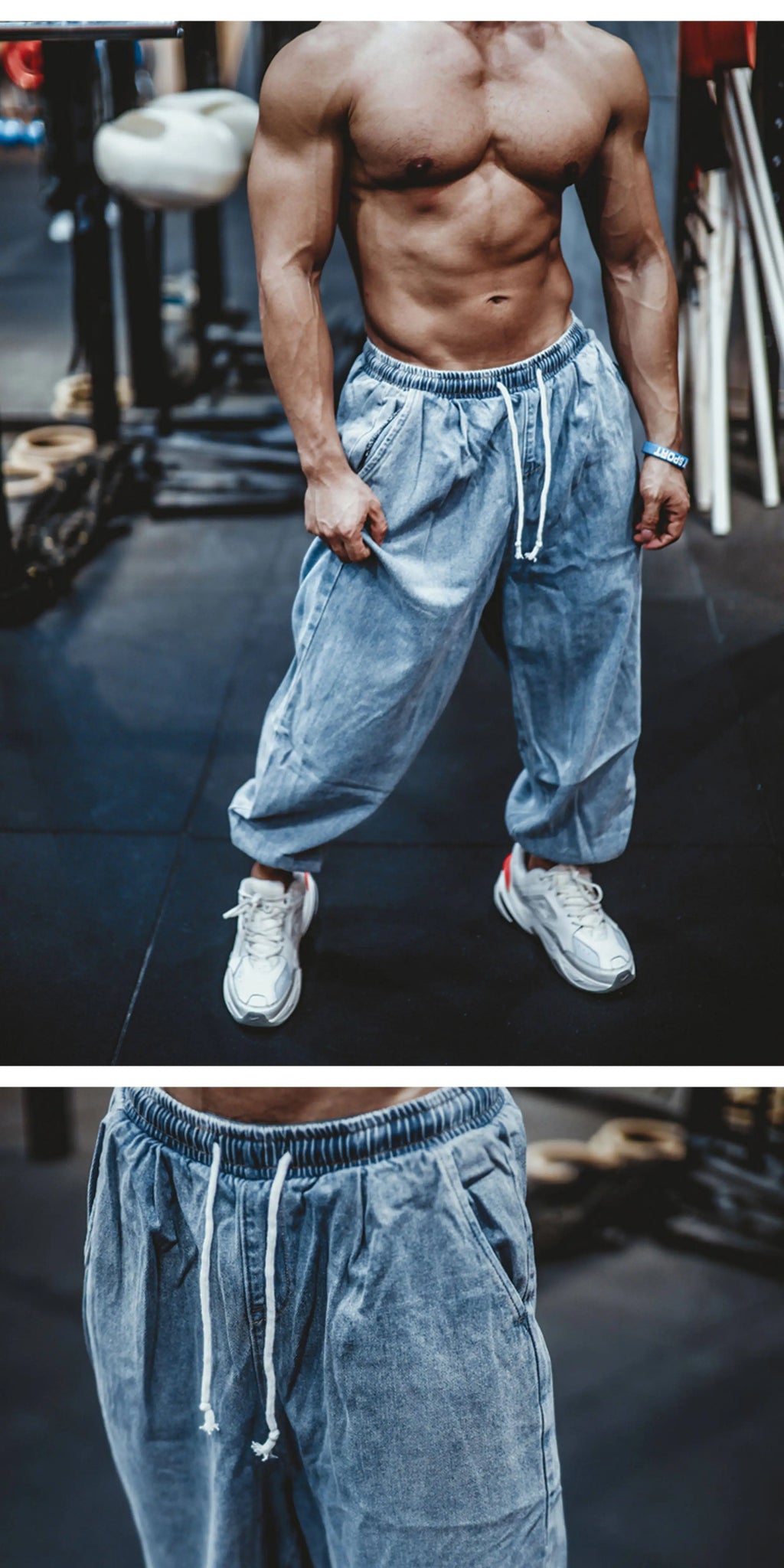 Pantalones Vaqueros Jogger Holgados para Hombre, Negro y Azul, Talla Grande