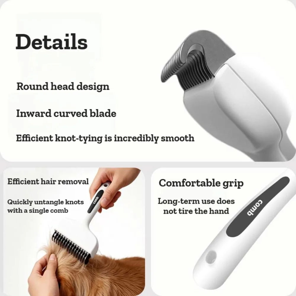 Rastrillo y Cepillo Profesional 2 en 1 para Control de la Caída del Pelo en Perros y Gatos de Pelo Largo, Herramienta para Eliminar el Pelo Muerto, Suministros de Aseo para Mascotas