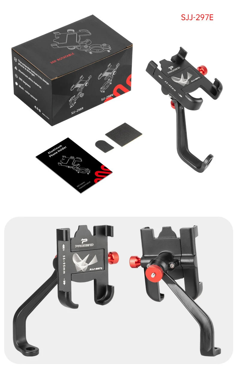 Soporte de Teléfono para Bicicleta y Moto, Aluminio, Ajustable