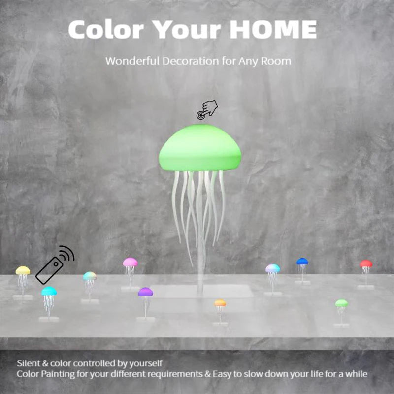 Lámpara LED de medusas con 9 tentáculos, 2 modos de trabajo, batería de larga duración, efectos de luz degradados de color con control remoto