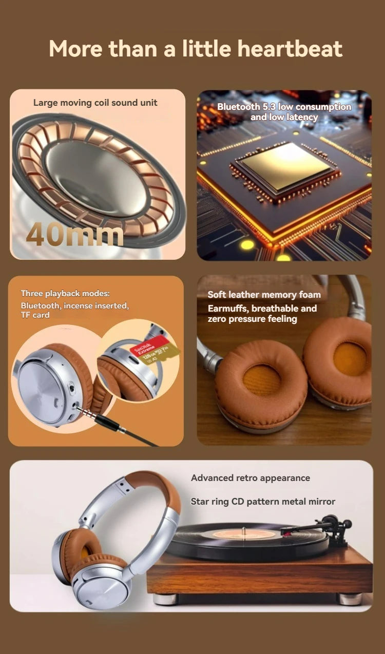 Auriculares Bluetooth 5.3 Retro Cancelación de Ruido
