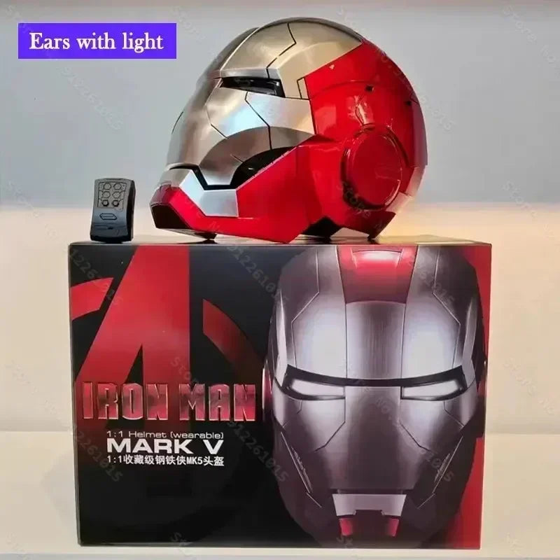Casco de Iron Man de Marvel, Escala 1:1, MK50 MK5 MK17, con Control por Voz y Ojos Luminosos, Modelo Coleccionable para Adultos, Juguete de Navidad