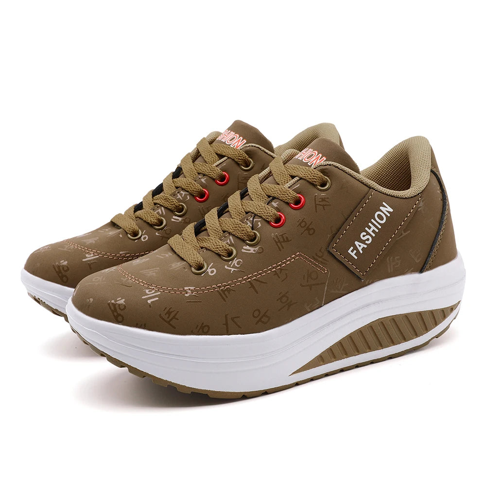 Zapatillas de Cuña para Mujer - Transpirables, Suela Gruesa y Cordones